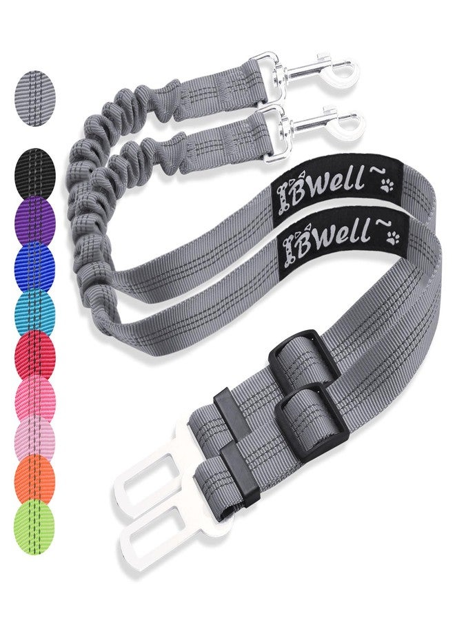 IBWell Dog Seat Belt for Car with Elastic Bungee Leash, Car Leash Car Seat Belt for Dogs (Grey, 2PCS-27.6") - Image 1